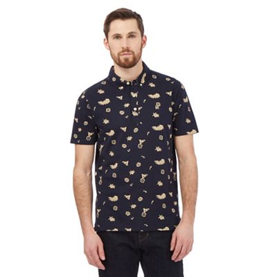 Hammond & Co. by Patrick Grant Big and tall navy floral print polo shirt